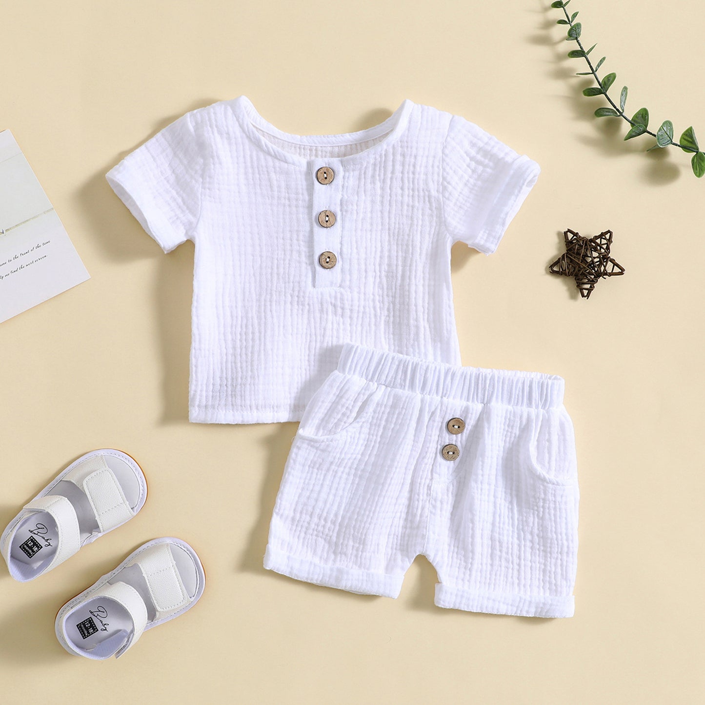 Summer Cotton And Linen T-shirt Shorts Infant & Toddler Leisure or Pajamas