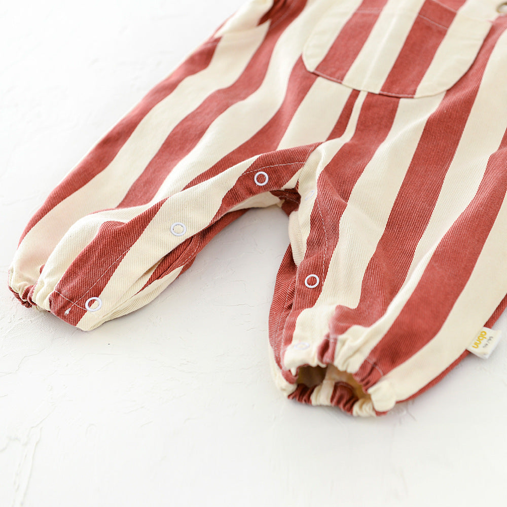Unisex Baby Striped Letter Bibs With Adjustable Shoulder Straps
