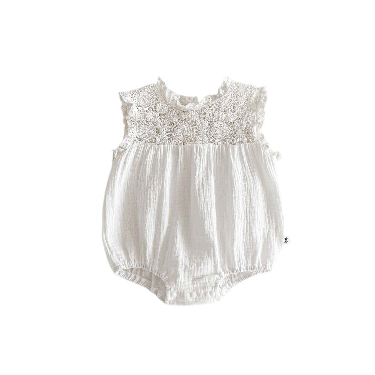 Baby Girl Waffle Lace Romper