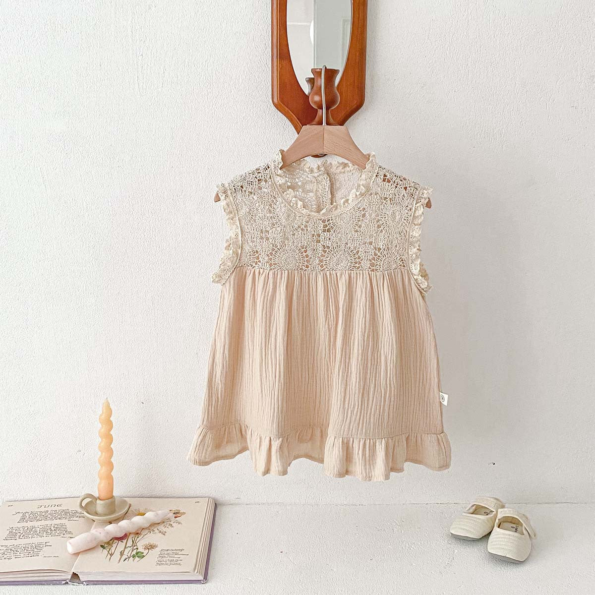 Baby Girl Waffle Lace Romper