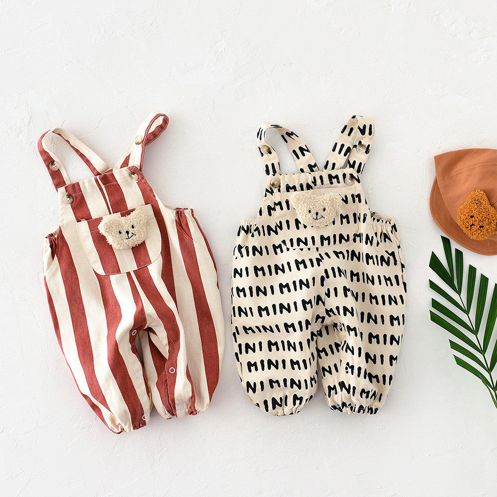 Unisex Baby Striped Letter Bibs With Adjustable Shoulder Straps
