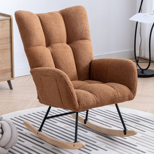Comfy Wingback Golider Rocking Chair With Safe Solid Wood