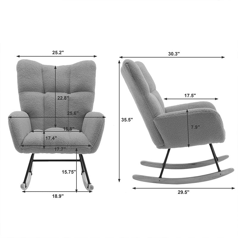 Comfy Wingback Golider Rocking Chair With Safe Solid Wood