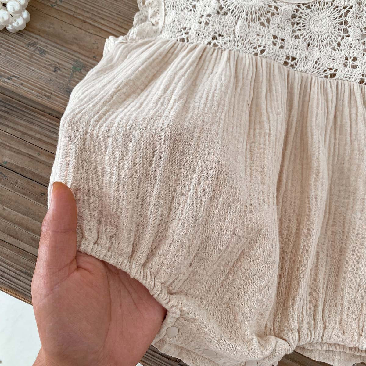 Baby Girl Waffle Lace Romper
