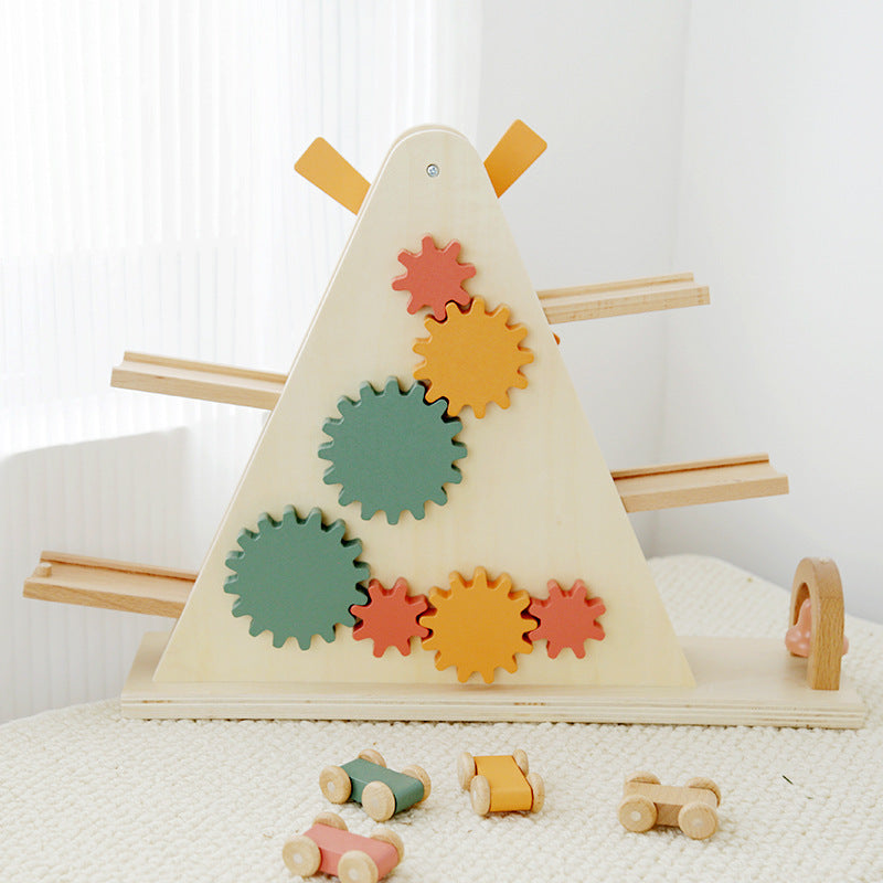 Baby Wooden Windmill Track Gliding Car Toy